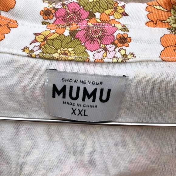 Show Me Your MUMU Groovy Floral Denim Jacket with Belt Women's XXL - Picture 3 of 4
